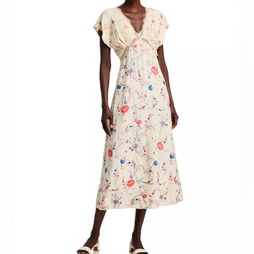 Sea Embroidered V-Neck Dress NWT Sz 6 - Picture 2 of 8